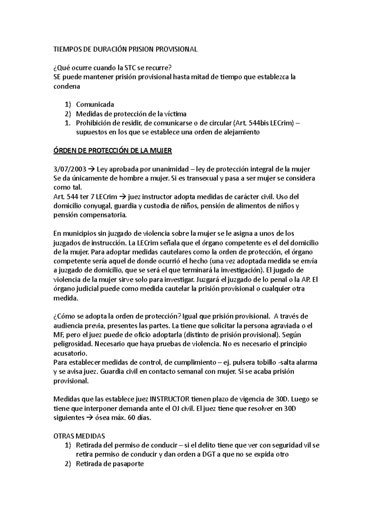 Medidas Cautelares Algunas Sobre Mujer Clase - Derecho Procesal Penal ...