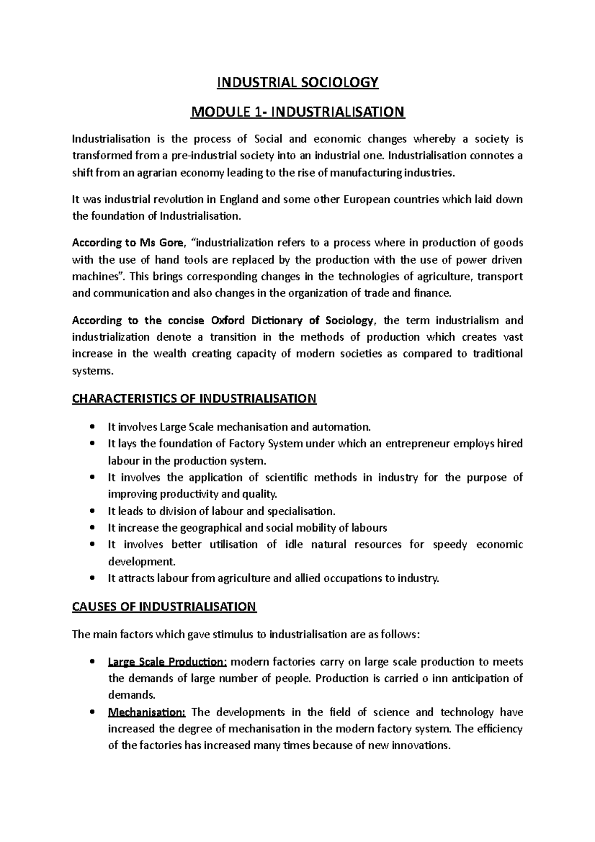 4 - Industrialization - INDUSTRIAL SOCIOLOGY MODULE 1 ...