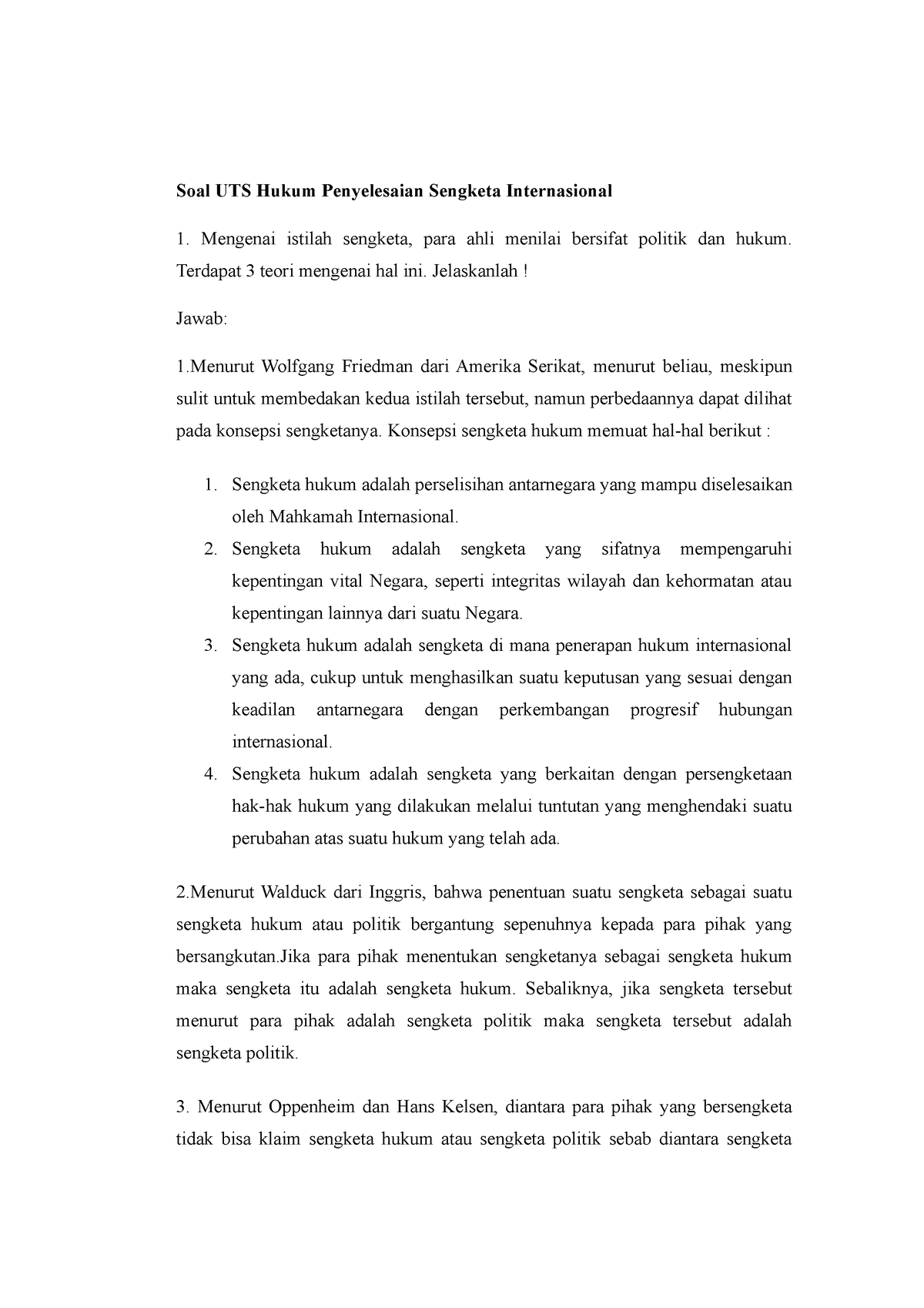 Ujian Tengah Semester Hukum Penyelesaian Sengketa Internasional - Soal ...