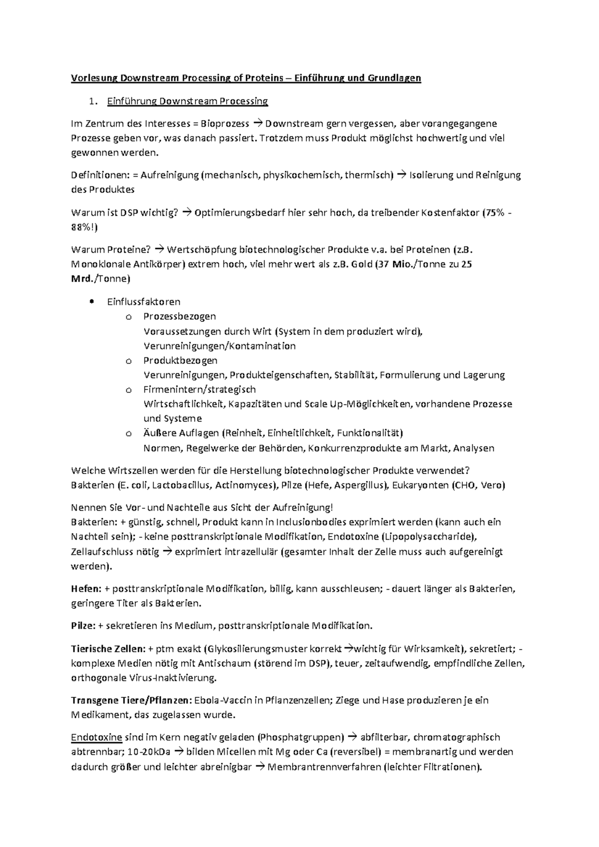 Skript-DSP-P - Vorlesungsnotizen 1-4 - Vorlesung Downstream Processing ...