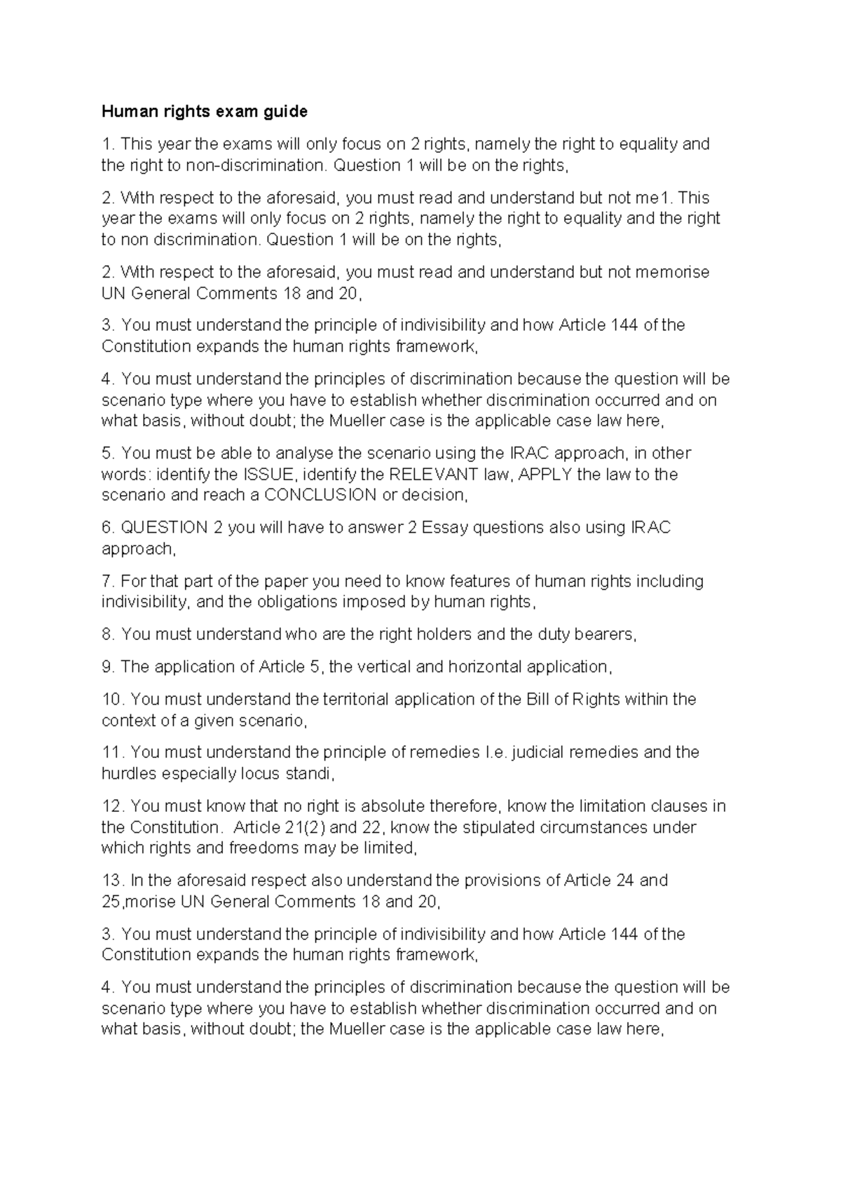 Human rights exam guide - Human rights exam guide This year the exams ...