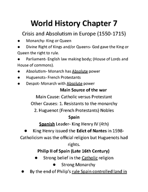 A History of Europe, Chapter 7, Part 1