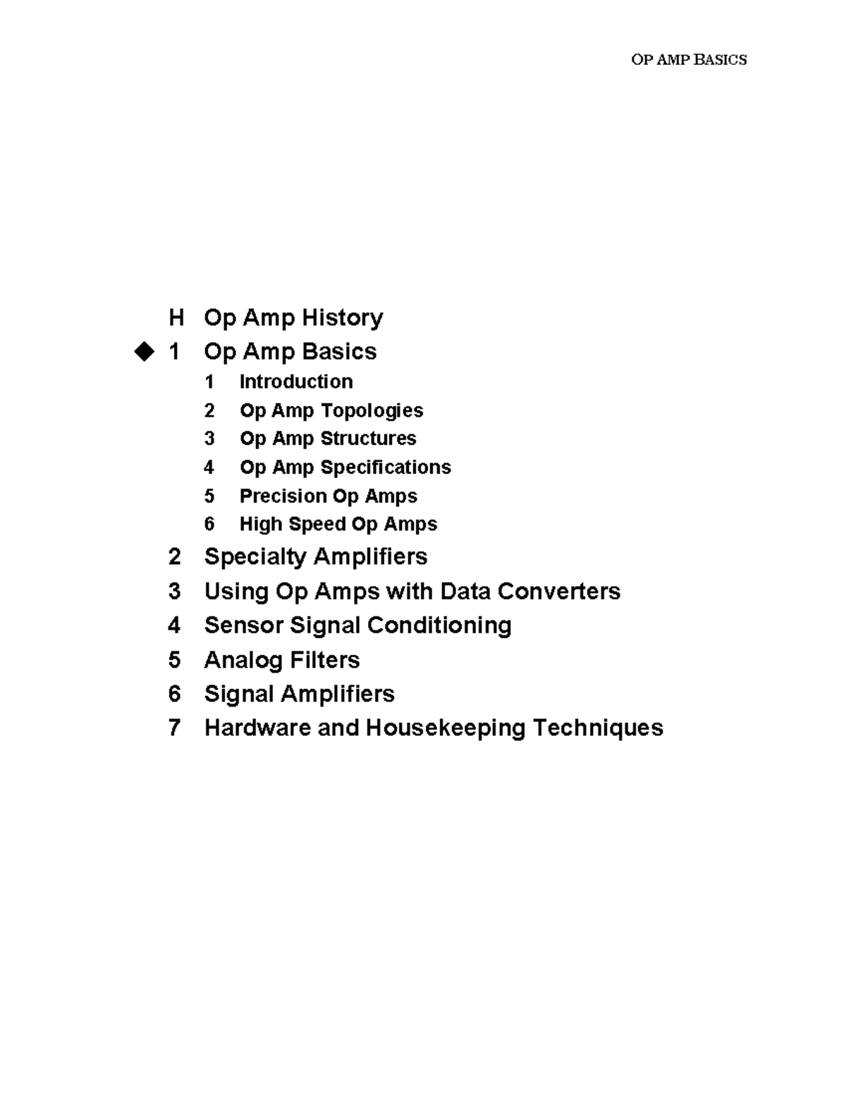 Section 1 operational amplifier OP AMP BASICS H Op Amp History 1 Op