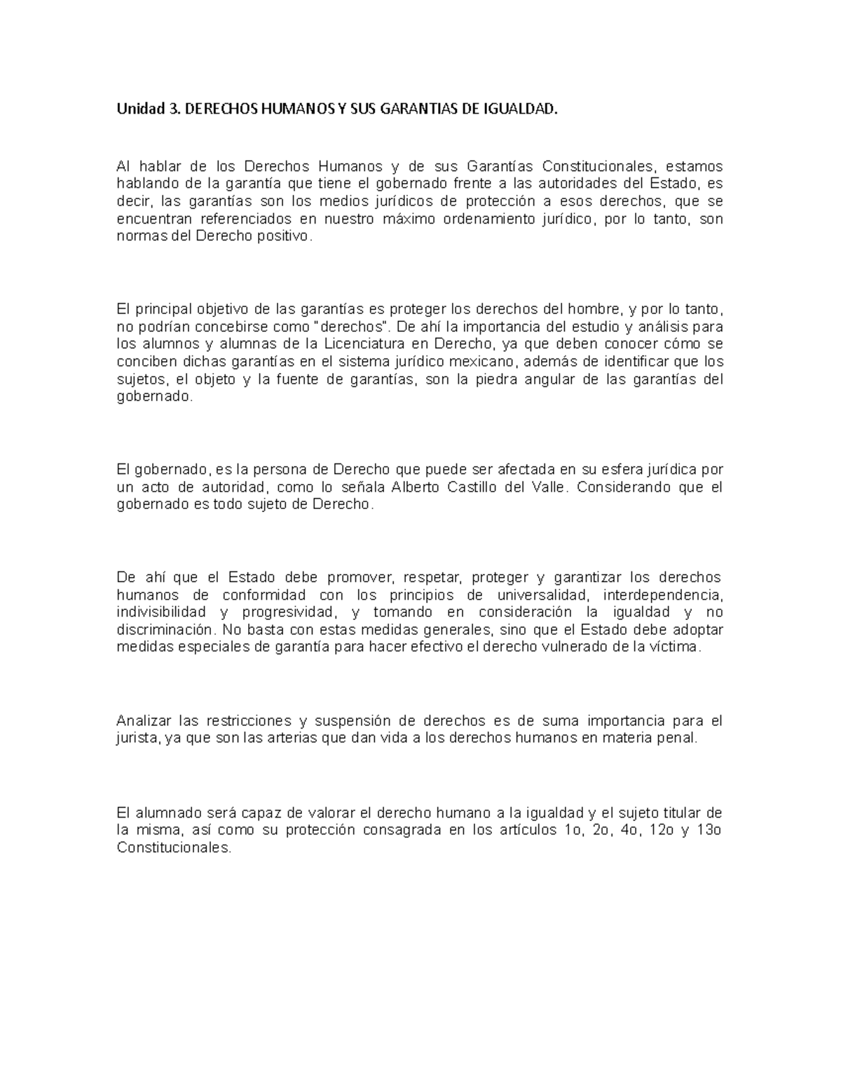Unidad 3 DHE Garantias DE Igualdad - Unidad 3. DERECHOS HUMANOS Y SUS ...