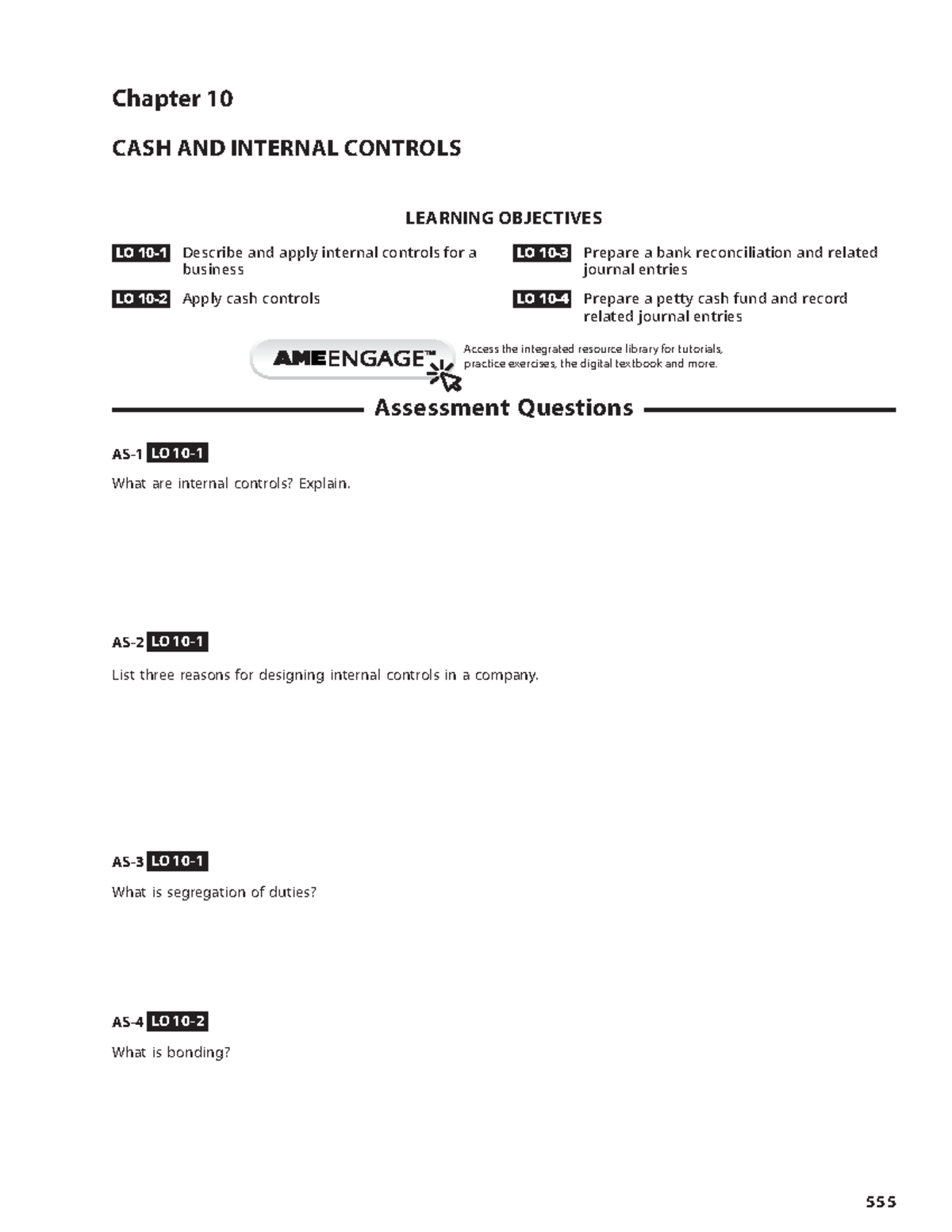 Kap 1 6th workbook se ch 10 - Chapter 10 CASH AND INTERNAL CONTROLS ...