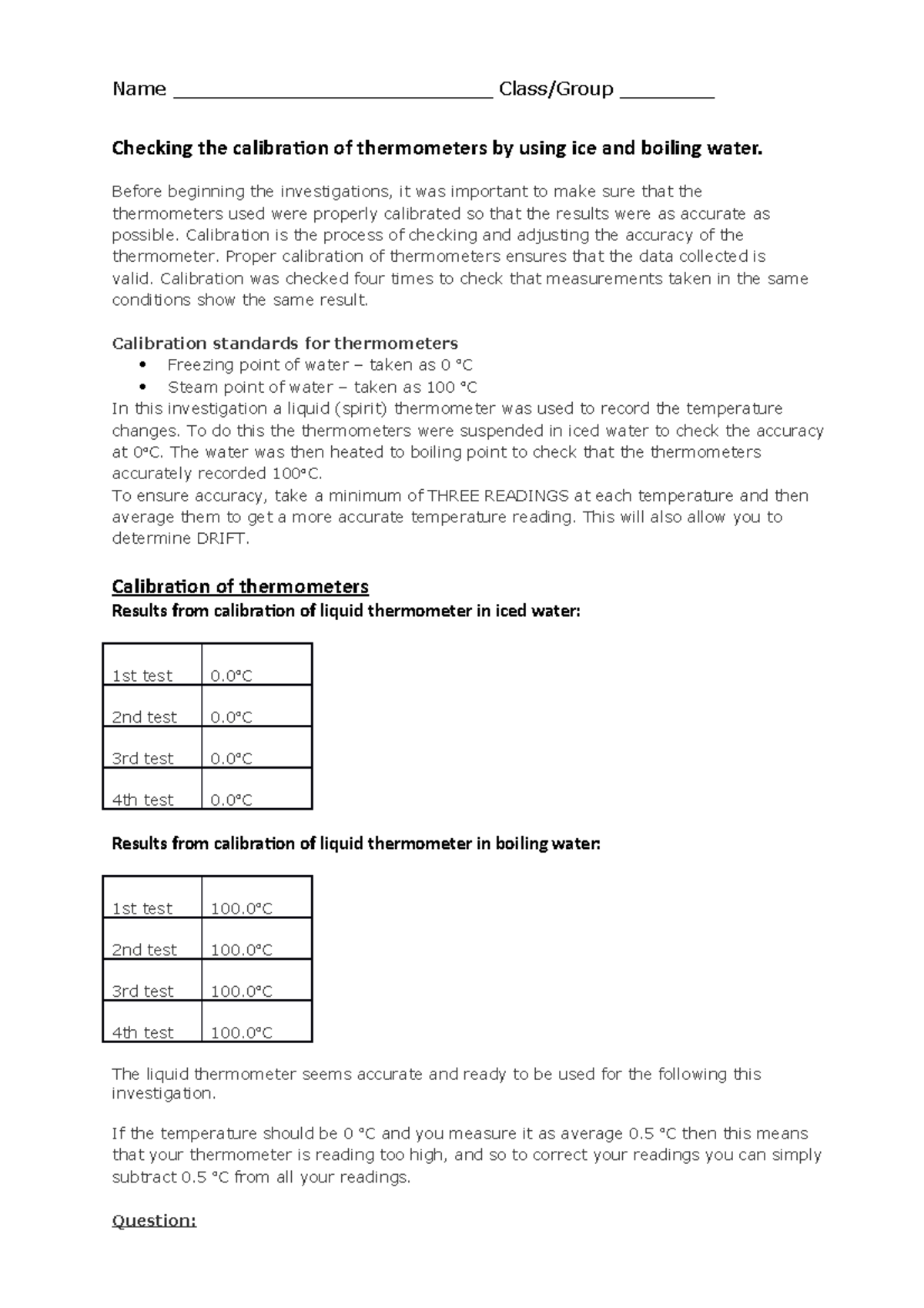 cooling-curve-method-sheet-checking-the-calibration-of-thermometers