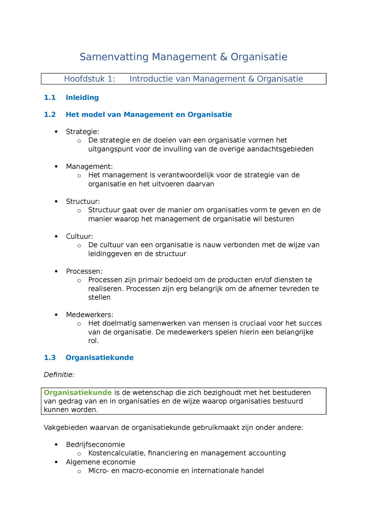 Samenvatting-Management-1 - Samenvatting Management & Organisatie ...