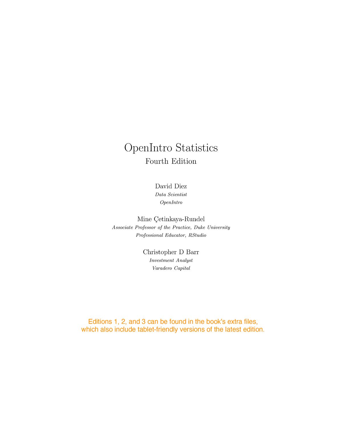 Open Intro To Statistics - OpenIntro Statistics Fourth Edition David ...