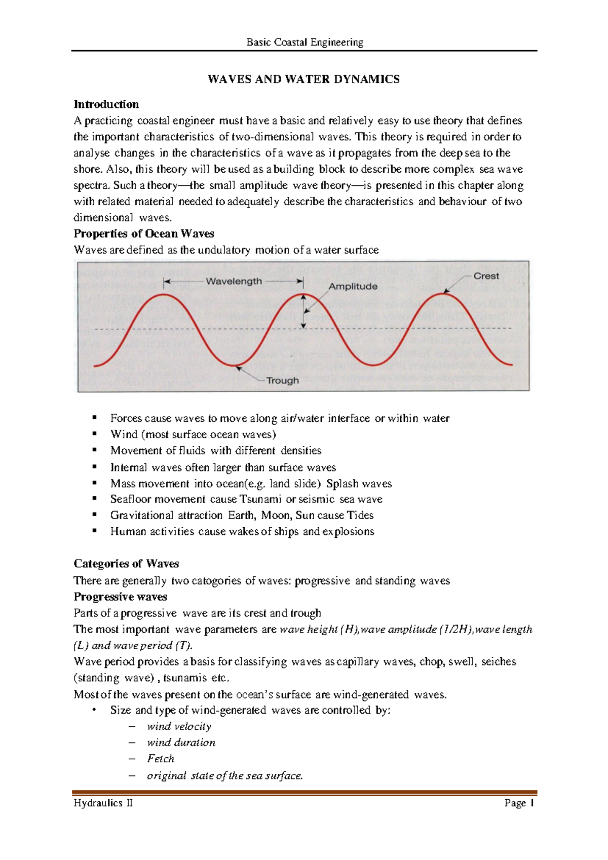 ECE 3212 Waves - WAVES AND WATER DYNAMICS Introduction A practicing ...