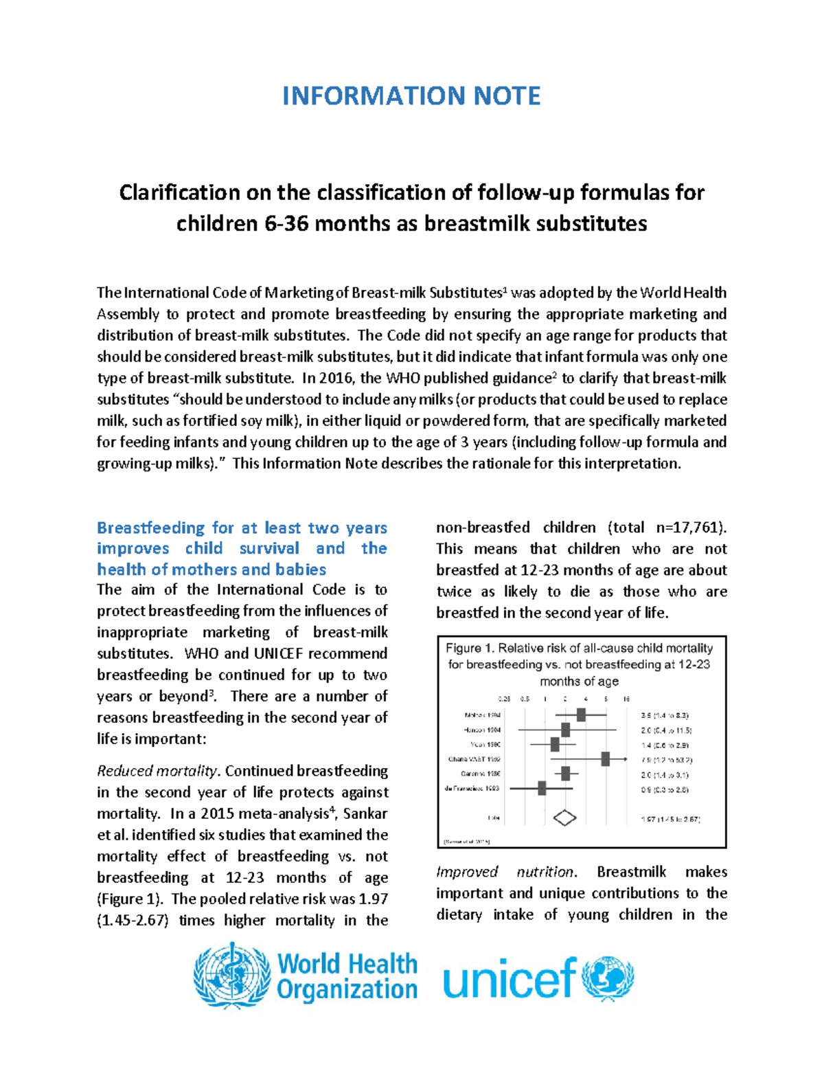 WHO NMH NHD 18 Nice work INFORMATION NOTE Clarification on the