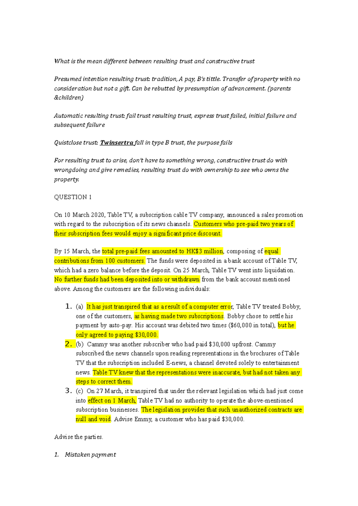 Tuto3 - resulting trust &constructive trust - What is the mean ...