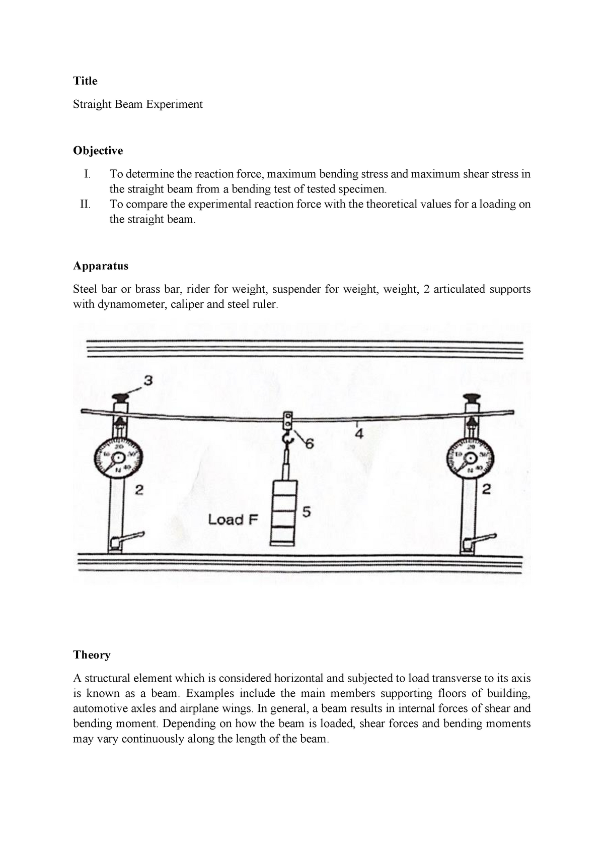 bending stress in a beam experiment report