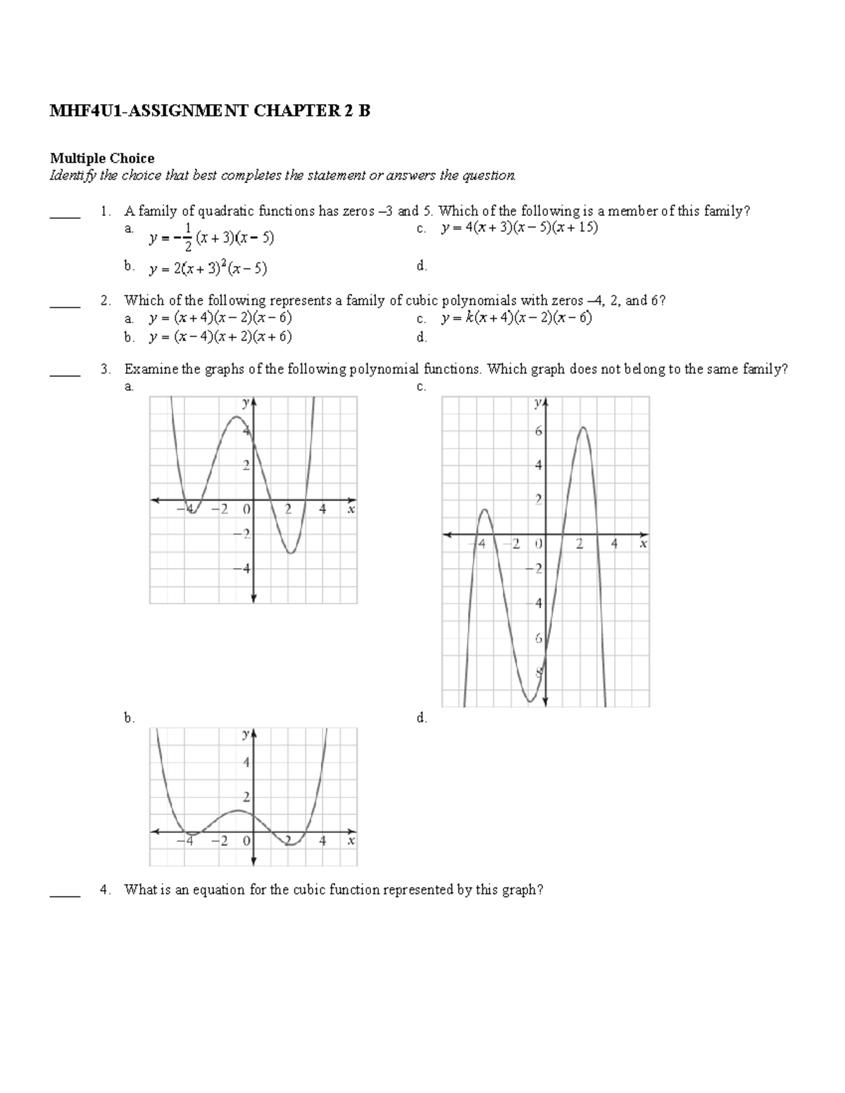 Mhf4u1-assignment-chapter-2-b - MHF4U1-ASSIGNMENT CHAPTER 2 B Multiple ...