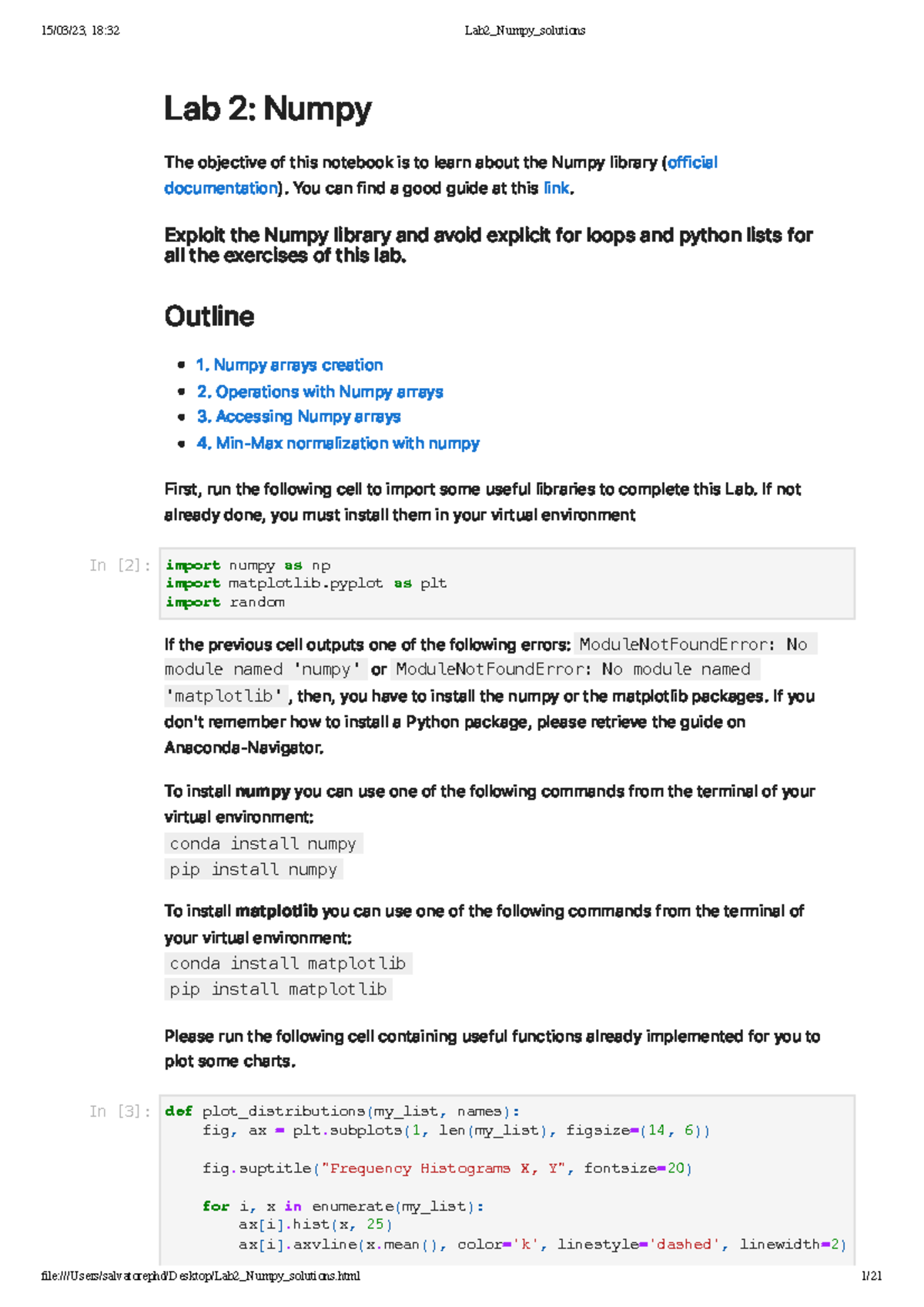Lab2 Numpy solutions - L T d Eheoxploabcum objeciet nt 2:thetaivti eon ...
