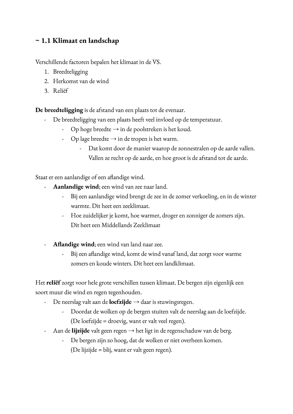 AK H1 Samenvatting - Aardrijkskunde Hoofdstuk 1; 1.1 Klimaat ...