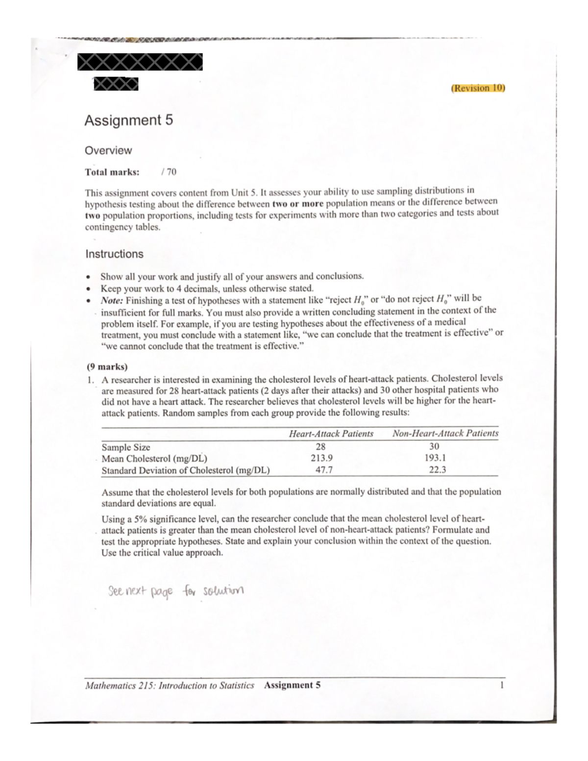 Math 215 Assignment 5 - 100% - Math 215 - Studocu