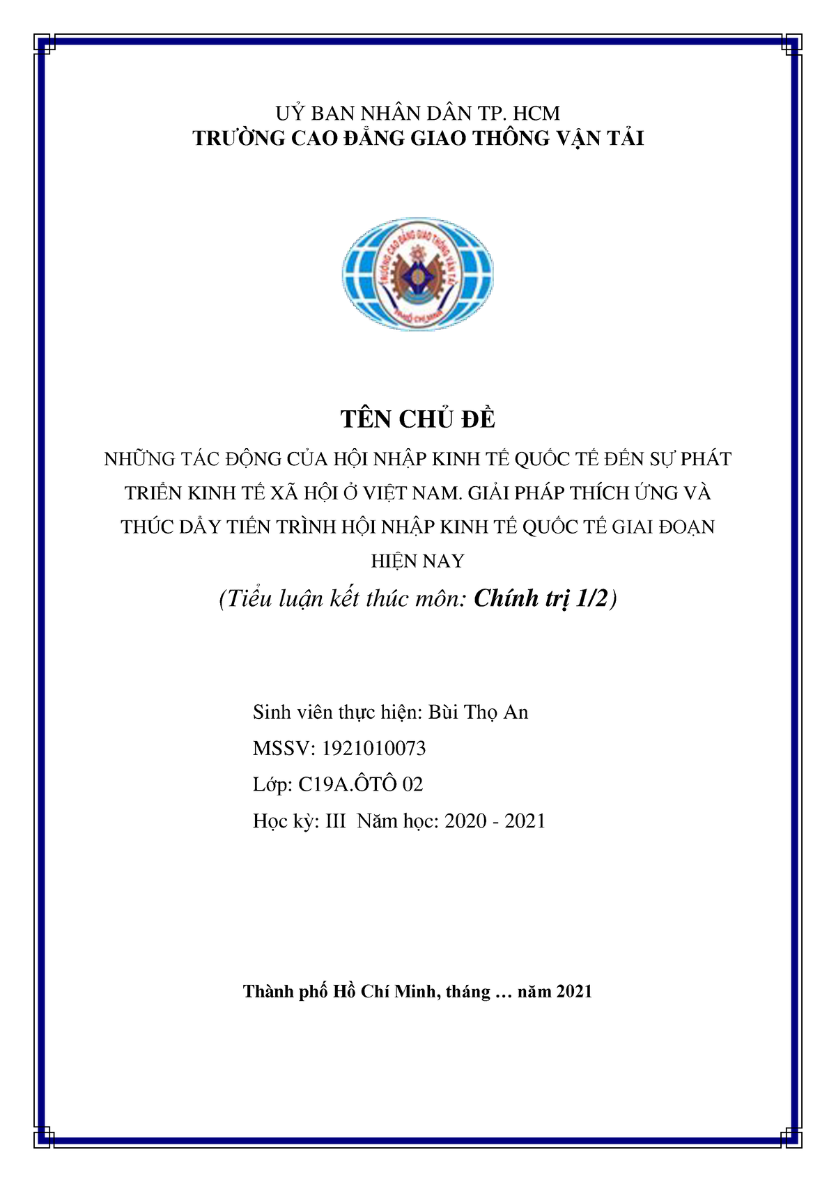 NhỮng TÁc ĐỘng CỦa HỘi NhẬp Kinh TẾ QuỐc TẾ ĐẾn SỰ PhÁt TriỂn Kinh TẾ XÃ HỘi Ở ViỆt Nam GiẢi