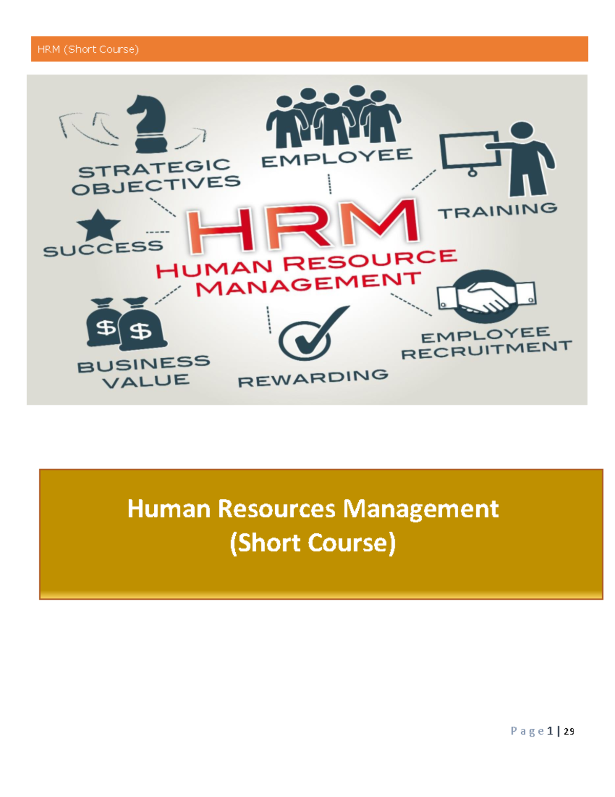 HR short course Human Resources Management (Short Course) This course