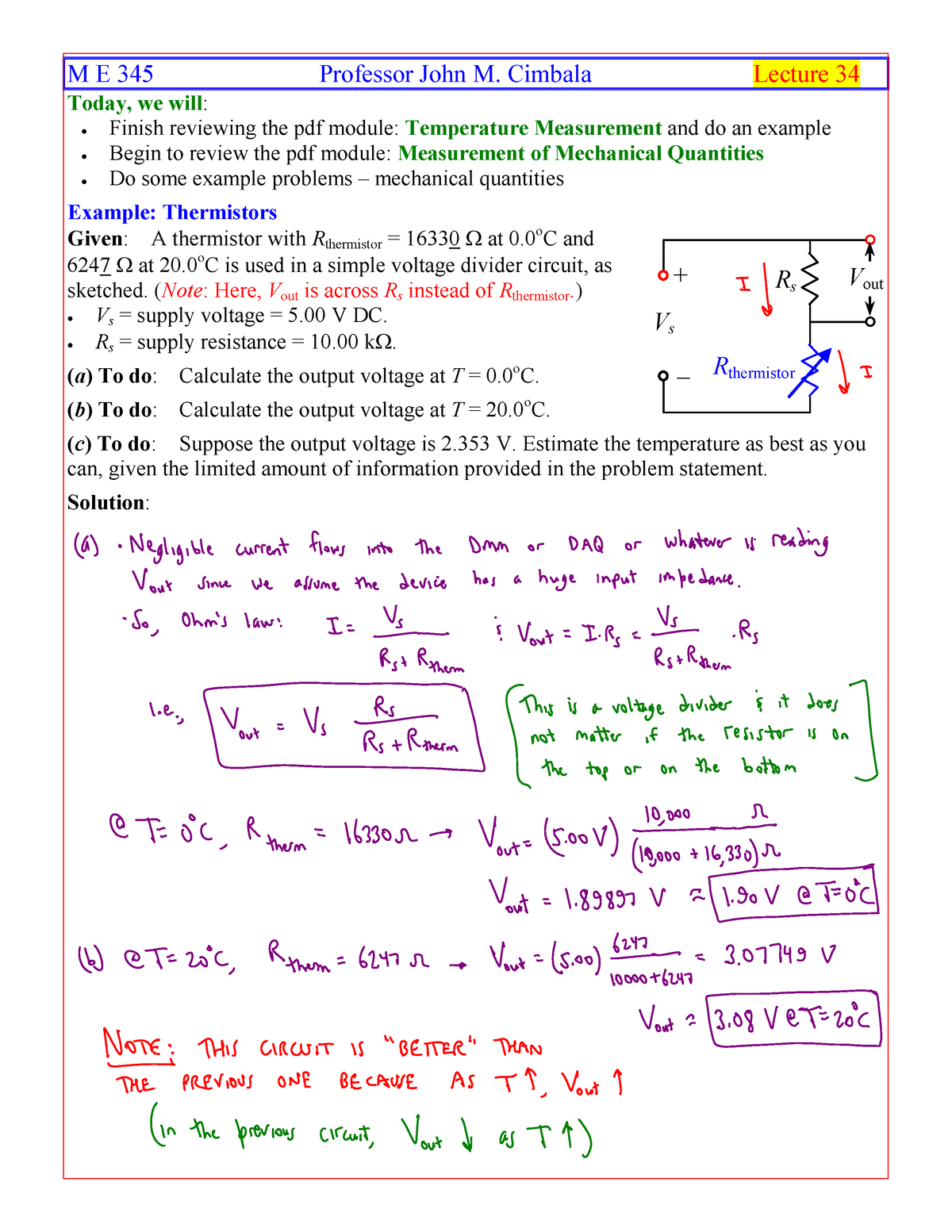 ME345 Lecture 34 - M E 345 Professor John M. Cimbala Lecture 34 Today ...