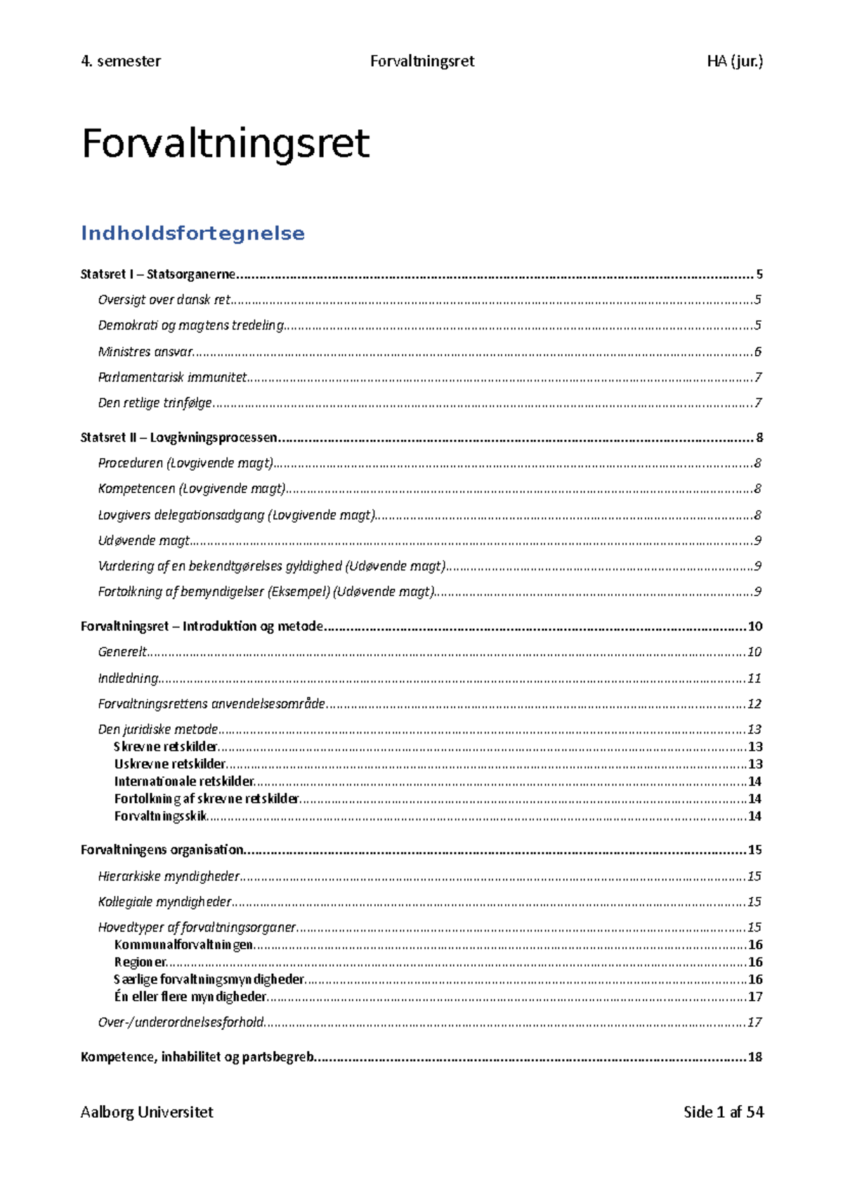 Forvaltningsret - Slides Skrevet I Word - Forvaltningsret Statsret I ...