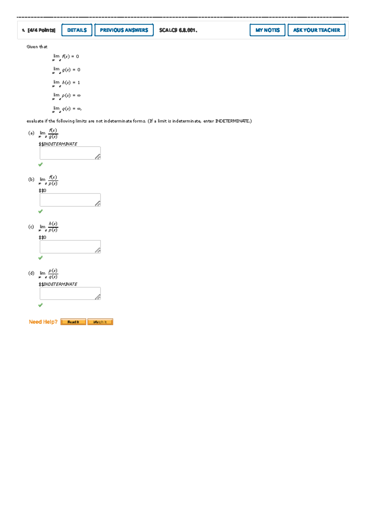 6.8 Indeterminant Forms and L'Hospital's Rule - Math 152, section 4 ...