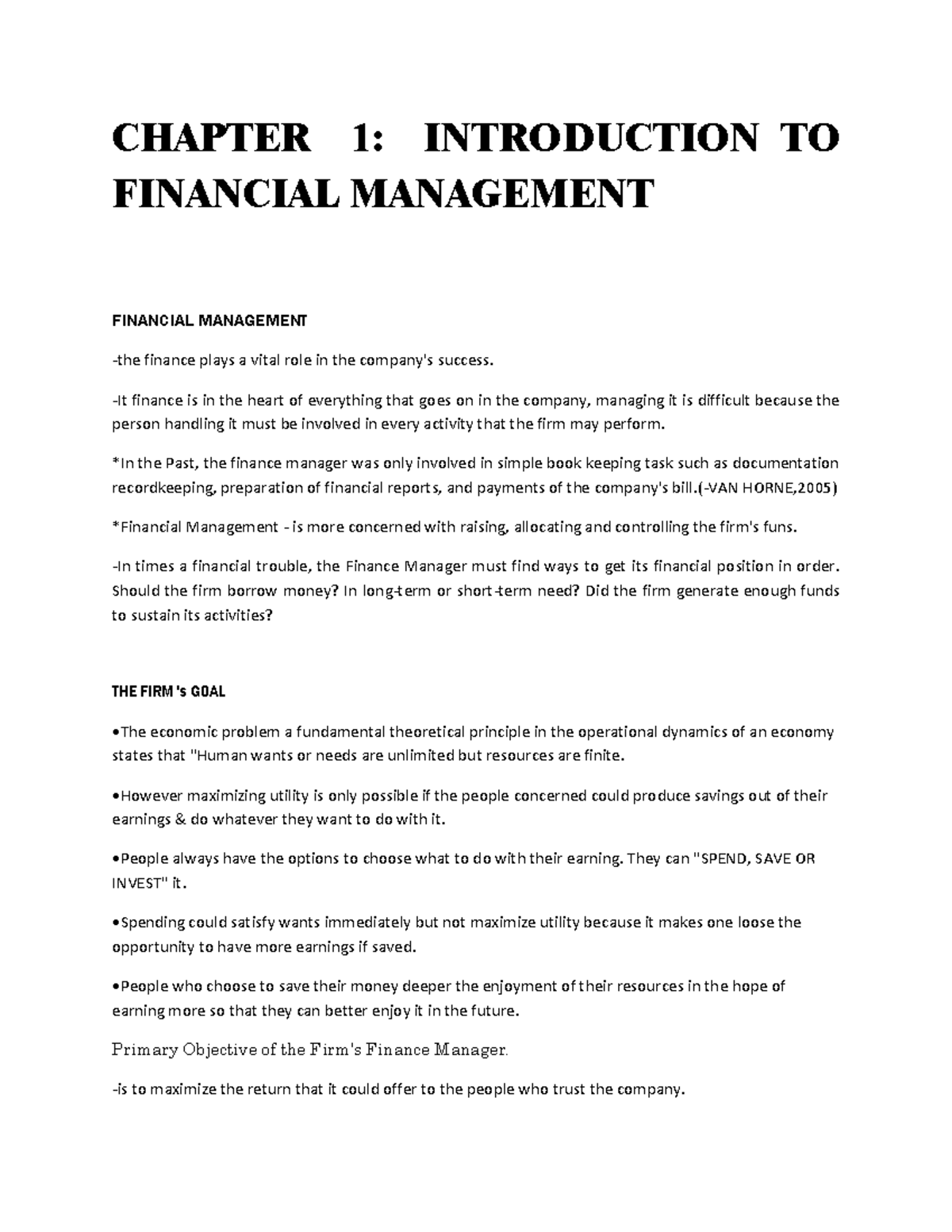 Chapter 1 Financial Management - CHAPTER 1: INTRODUCTION TO FINANCIAL ...