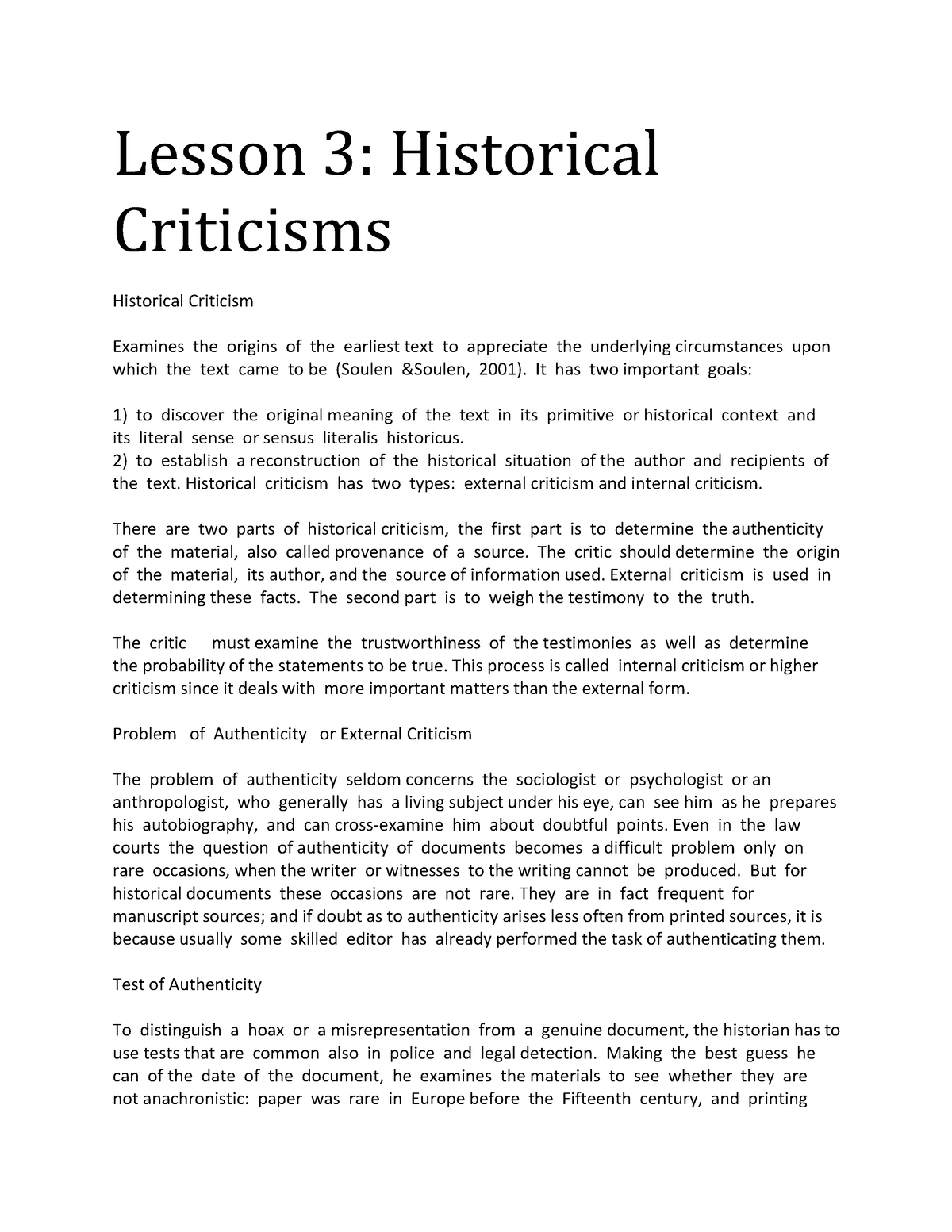 importance of historical criticism essay