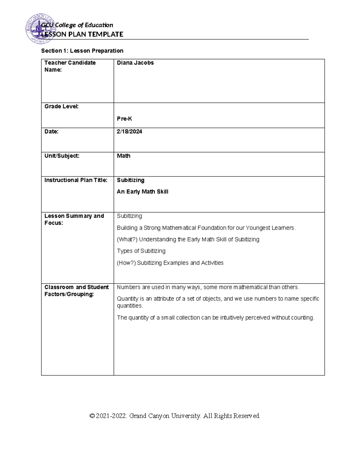 Coe lesson plan template - LESSON PLAN TEMPLATE Section 1: Lesson ...