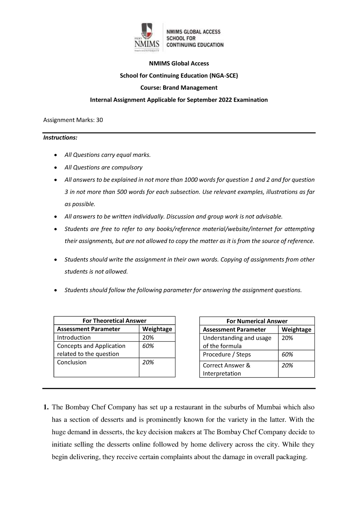 nmims brand management assignment