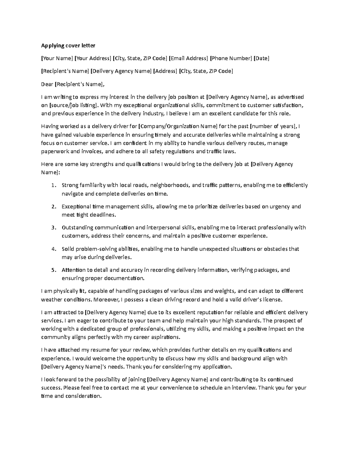 Applying cover letter - Assignment - Applying cover letter [Your Name ...
