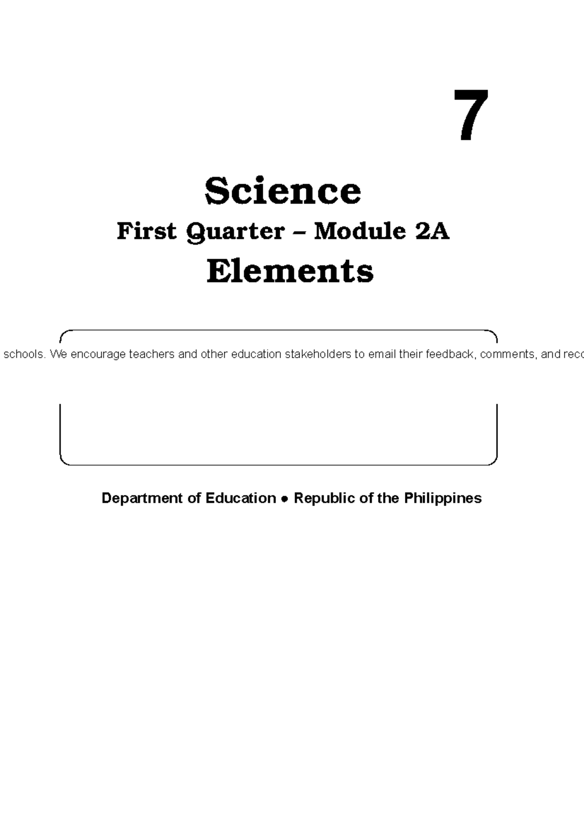 Sci7 Q1 Mod2A Elements V2 (edited) - Chemistry - WMSU - Studocu