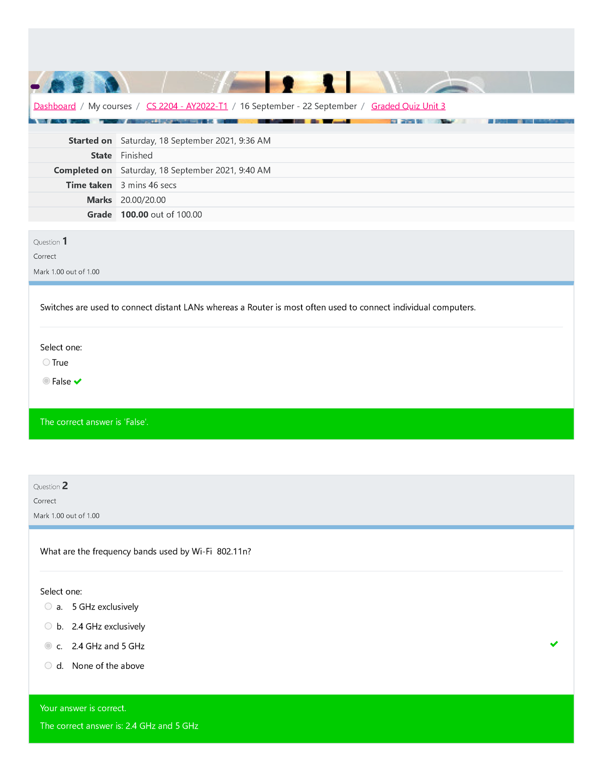 Graded Quiz Unit 3 Attempt Review - Started On Saturday, 18 September ...