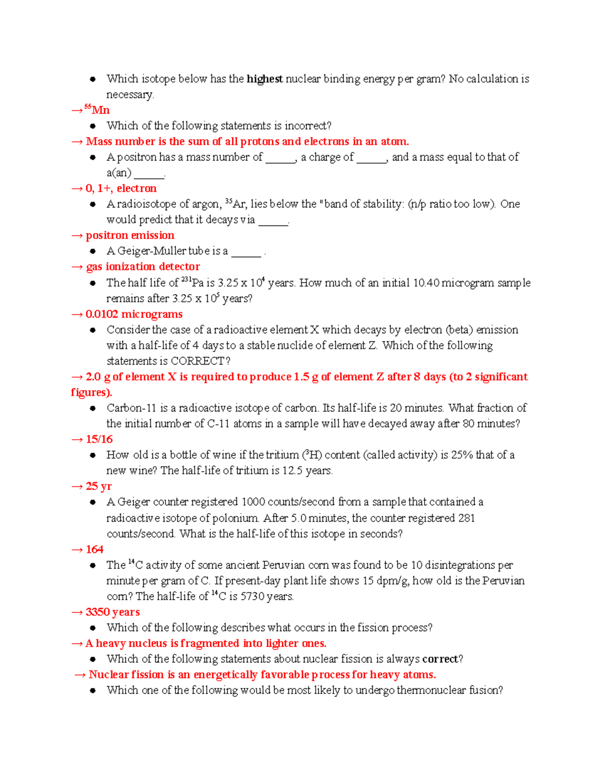 Medphyy notes Which isotope below has the highest nuclear binding