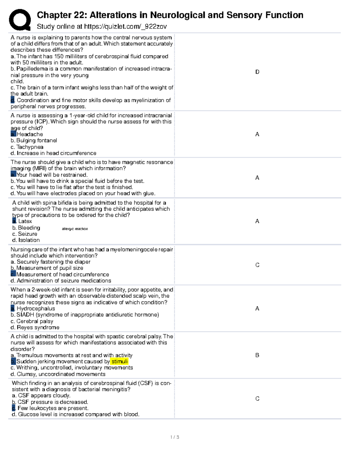 Pedia Neuro - Chapter 22: Alterations in Neurological and Sensory ...