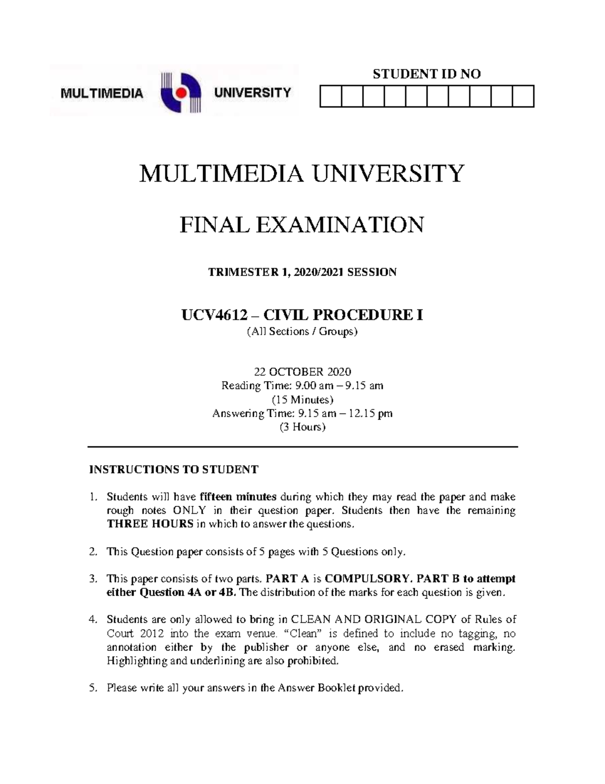 PYQ 2020 - past year question for year 2020 - MULTIMEDIA UNIVERSITY ...