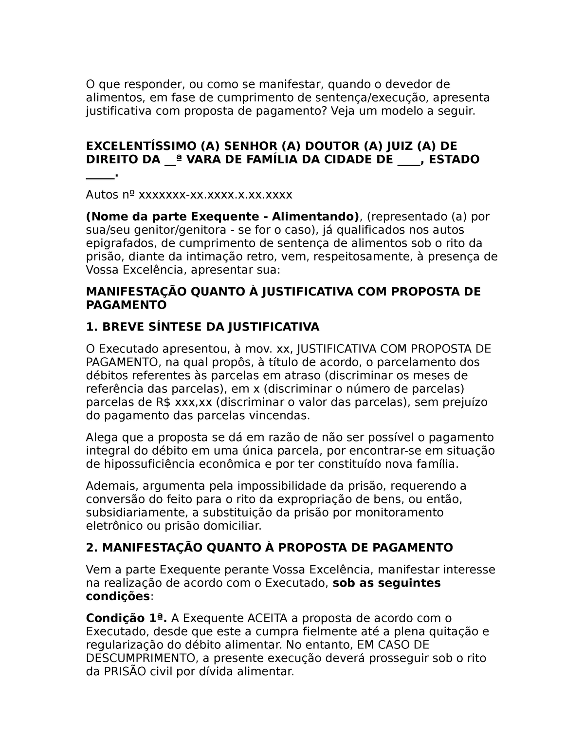 Modelo Manifestacao Quanto A Justificativa Com Proposta De Pagamento O Que Responder Ou Como 4136