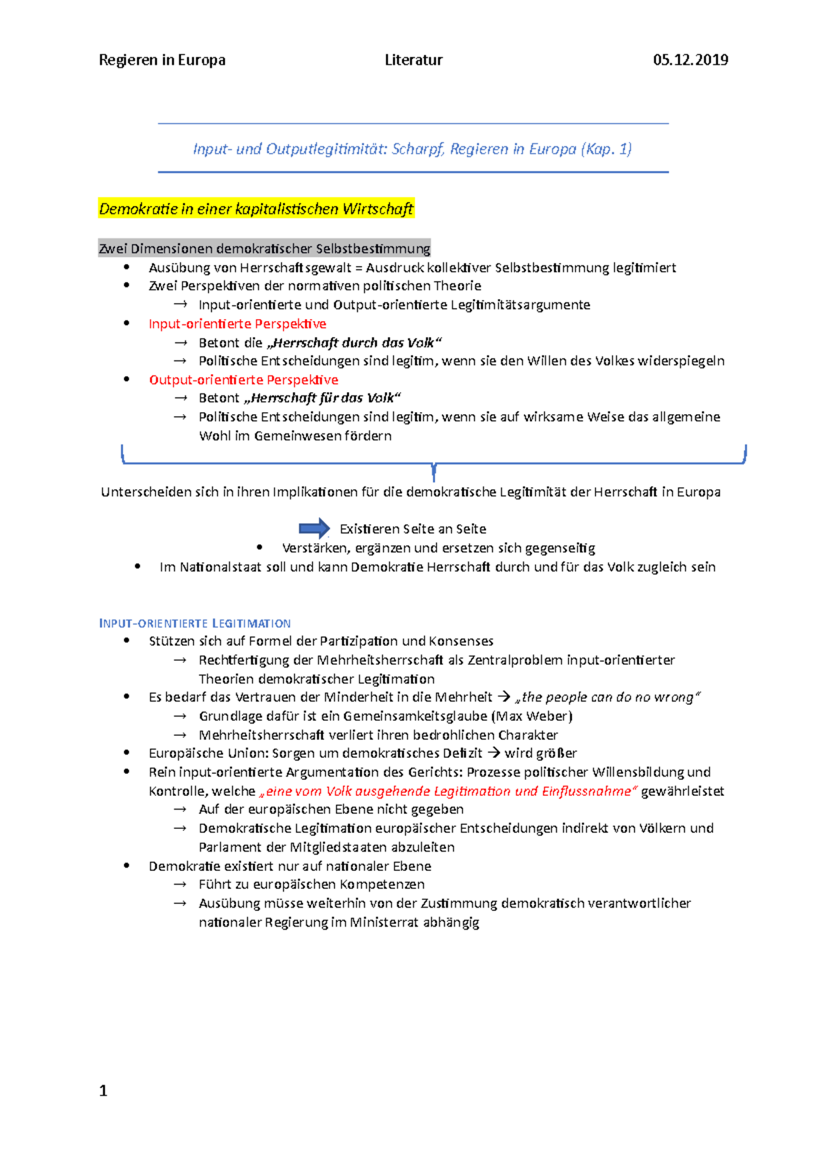 Input- Outputlegitimation Literatur - Input- und Outputlegitimität ...