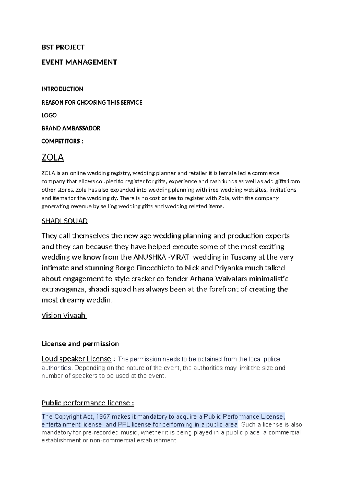 Event management - BST PROJECT EVENT MANAGEMENT INTRODUCTION REASON FOR ...