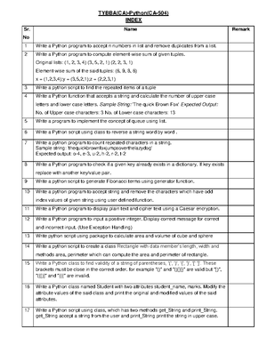 Sybba(CA) Sem-IV Practical Slip 2019 Pattern - Bachlor Of Coputer ...