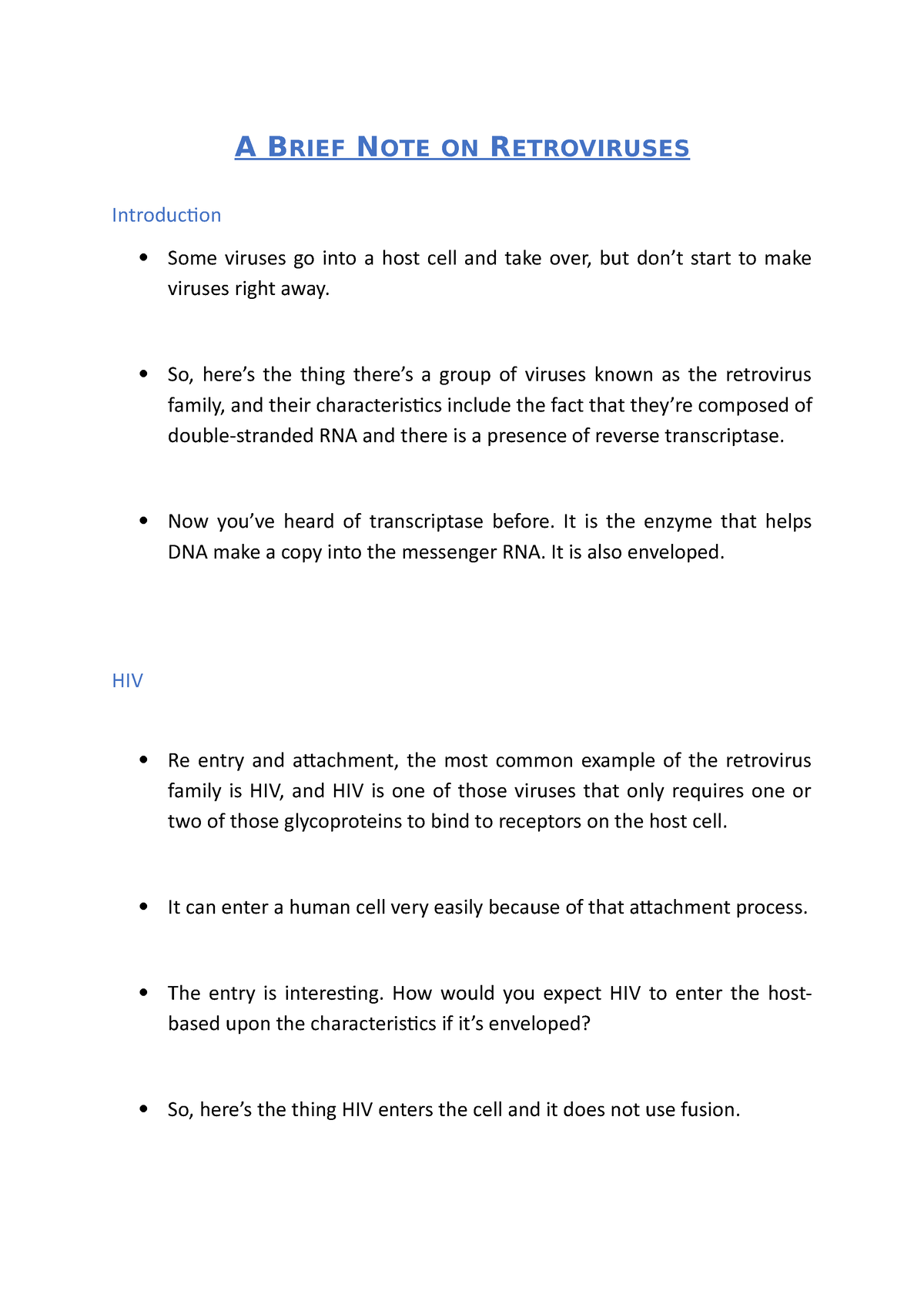 a-brief-note-on-retroviruses-a-b-rief-note-on-retroviruses