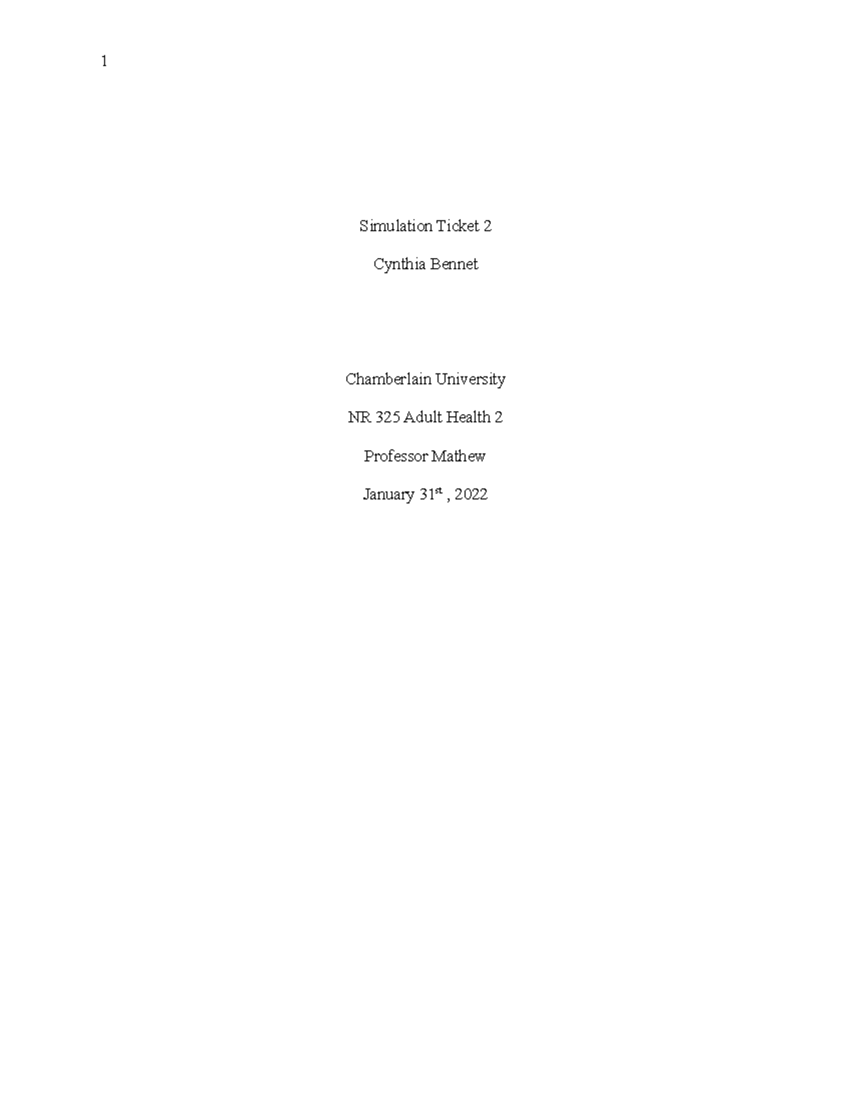 Cynthia Simulation Ticket 2 prelab questions - 1 Simulation Ticket 2 ...