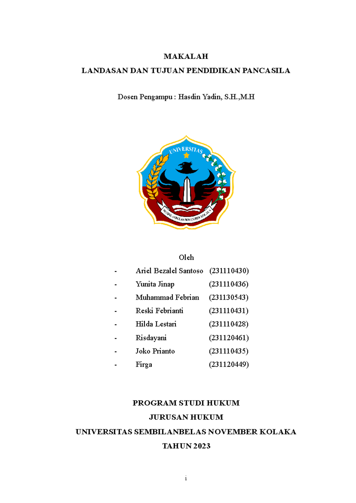 Makalah Landasan Dan Tujuan Pendidikan Pancasila Kelompok 1 - MAKALAH ...