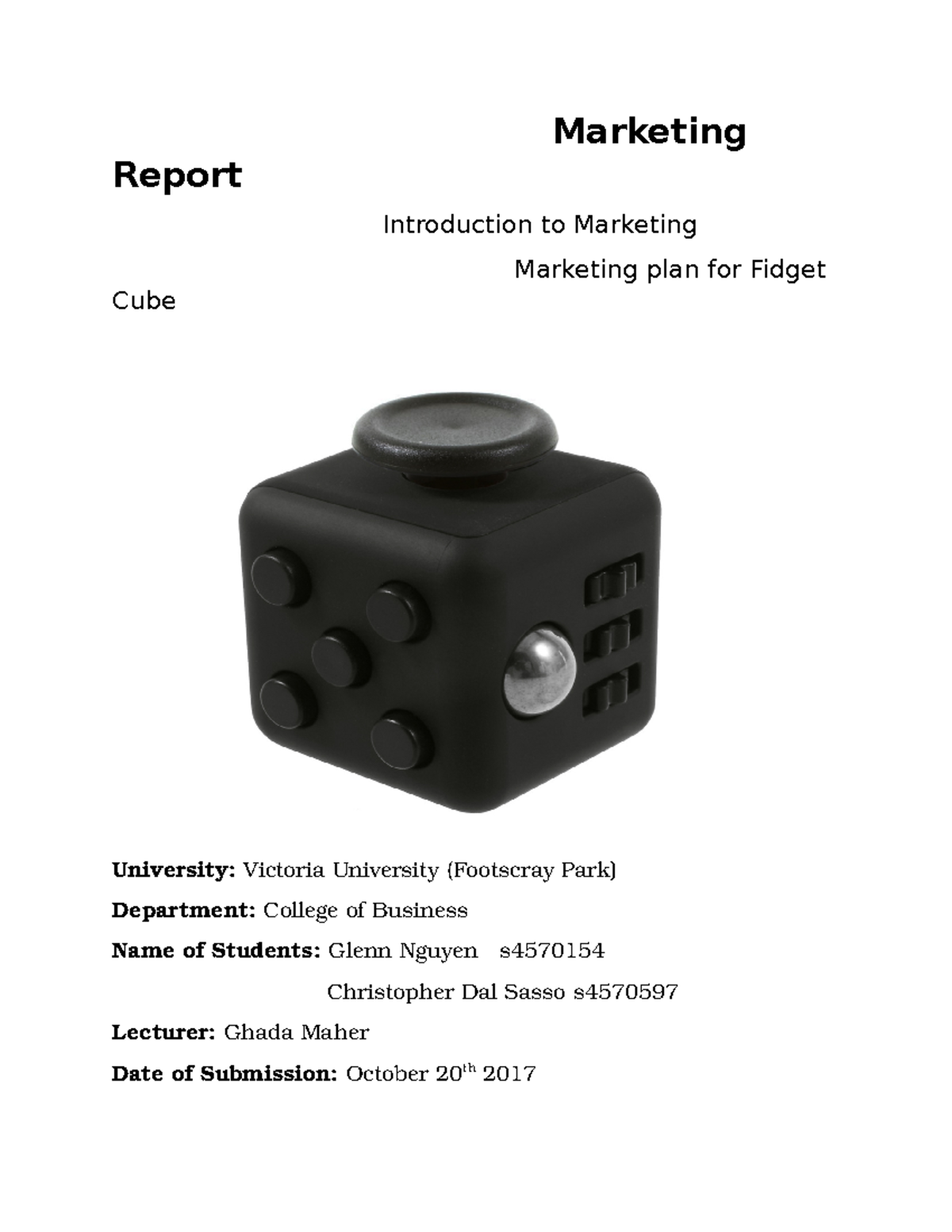 Marketing Report - Marketing Report Introduction to Marketing Marketing ...
