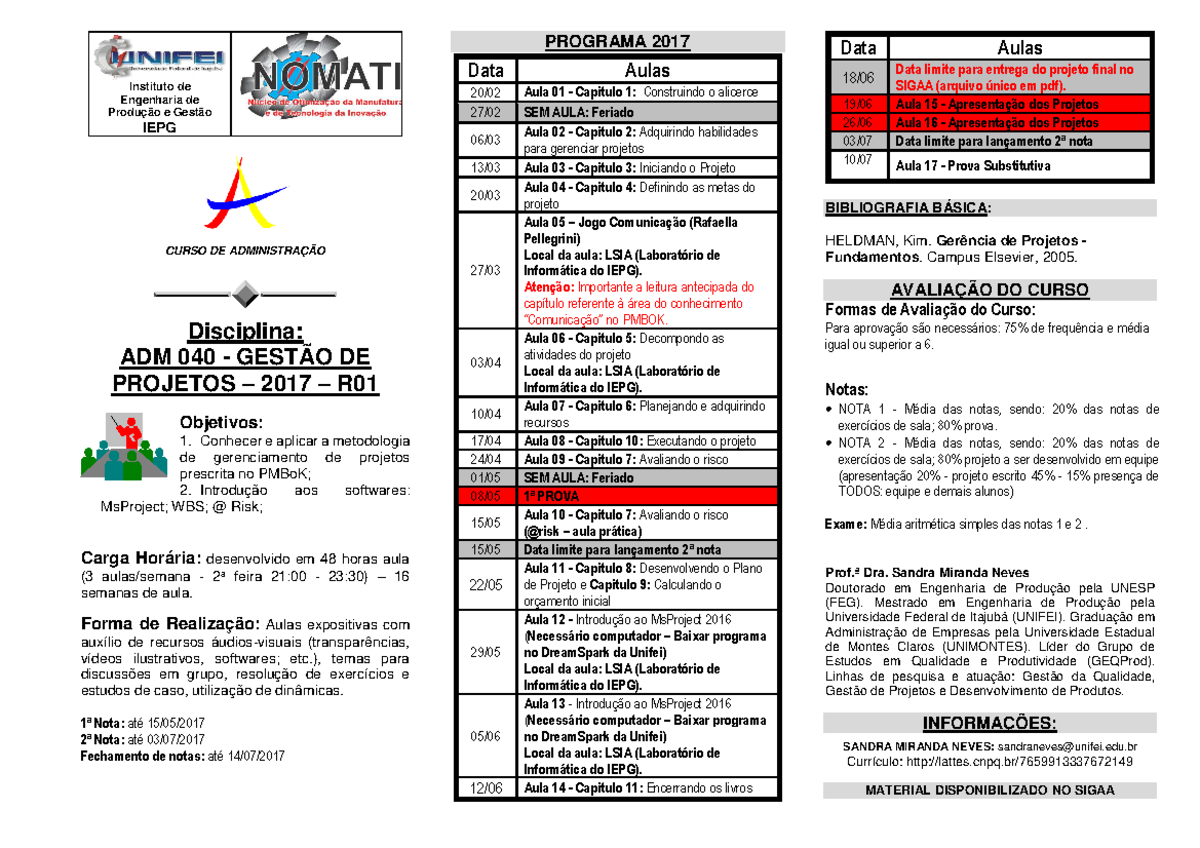 Folder- Curso de GP ADM 2016 R03 - Instituto de Engenharia de Produção ...