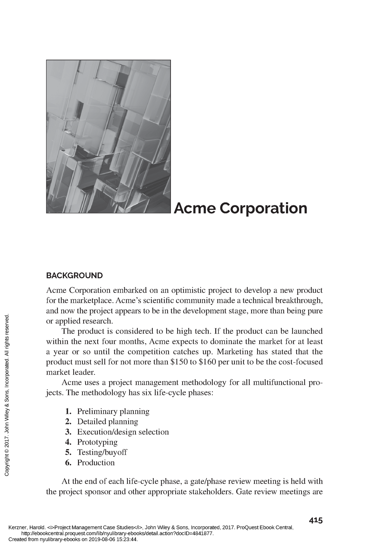 acme corporation case study risk management