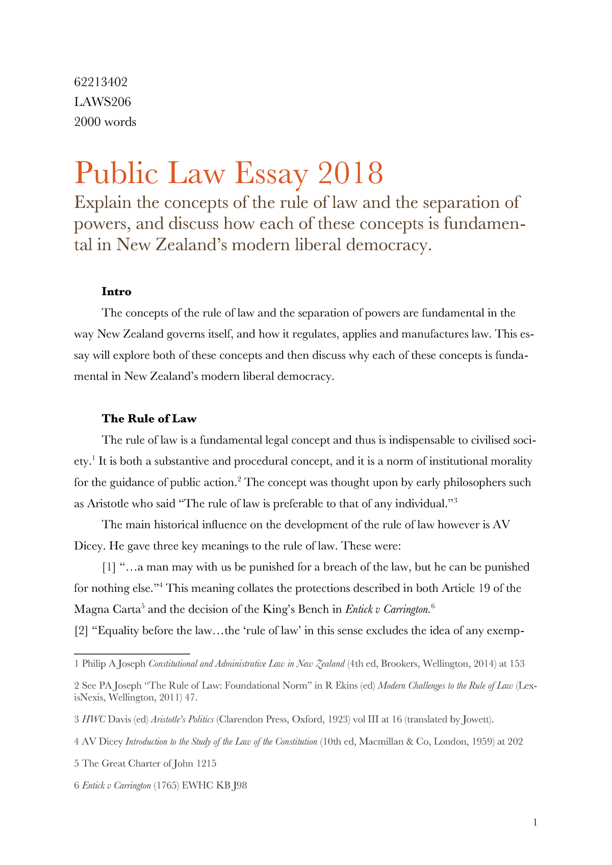 Public Law Essay Grade B Laws206 Ucnz Studocu