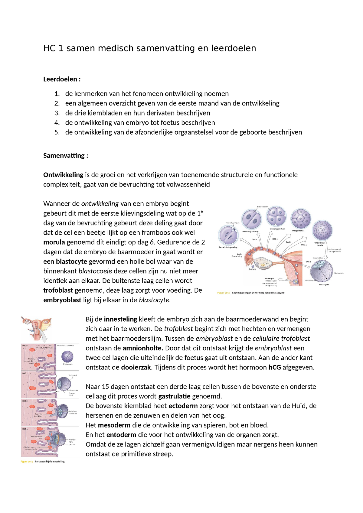 HC 1 Samen Embryo Medisch Samenvatting En Leerdoelen - HC 1 Samen ...