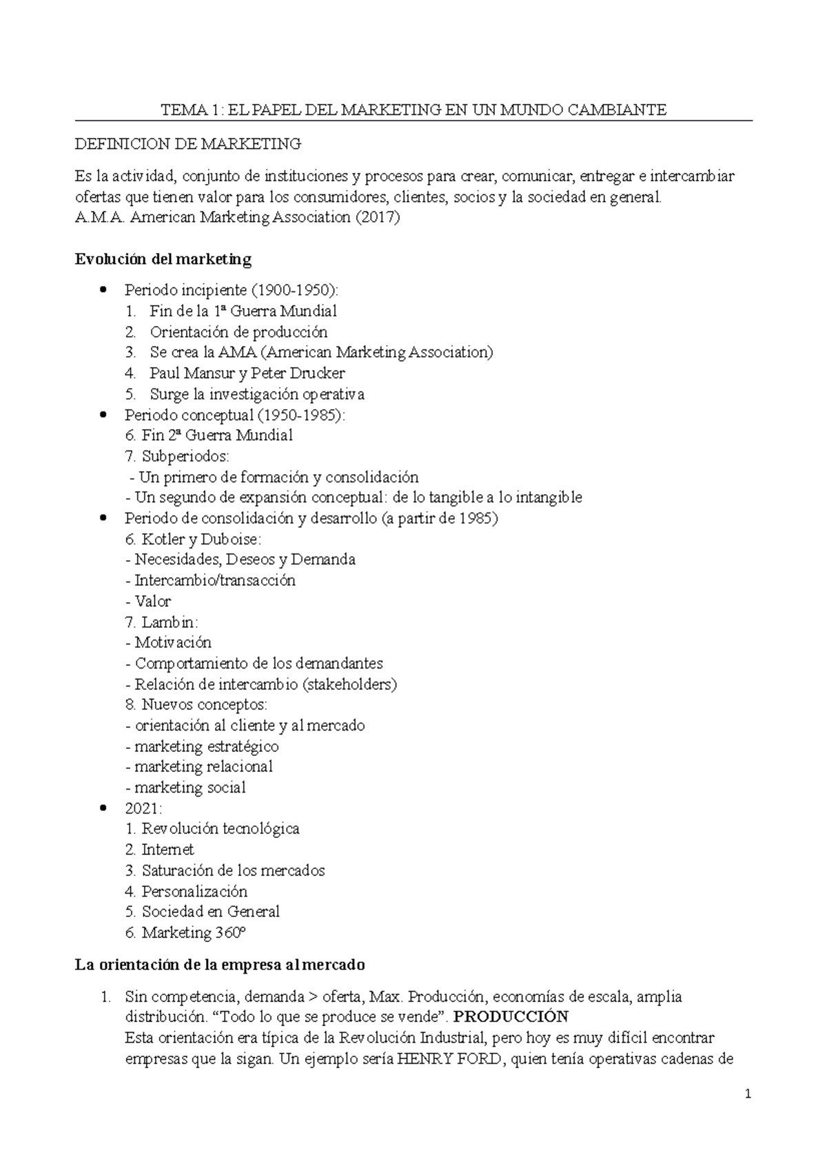 TEMA 1 - apuntes de introducción al marketing ADE - TEMA 1: EL PAPEL ...