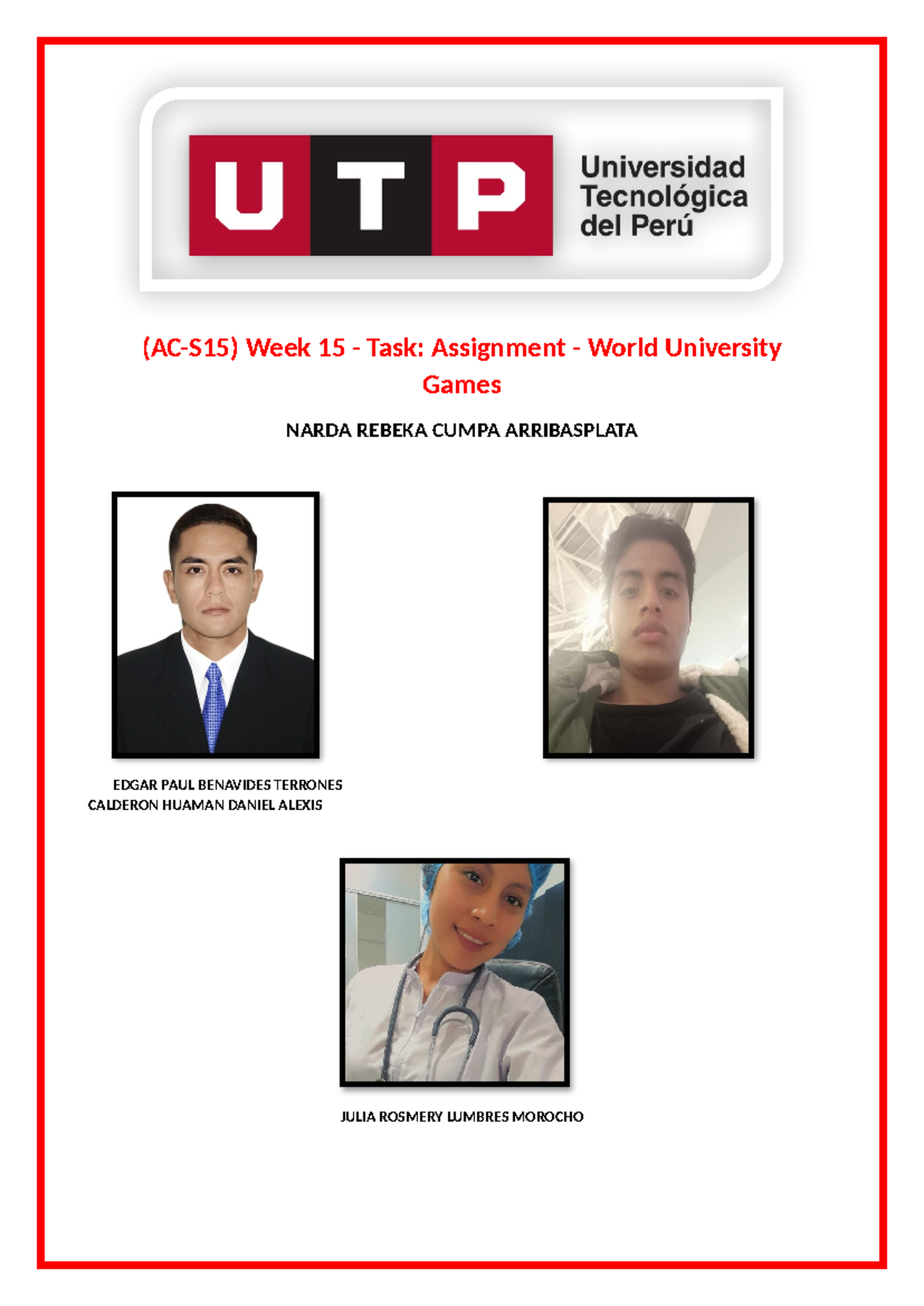 (AC-S15) Week 15 Task Assignment World University Games - Ingles III ...