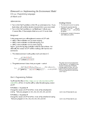 Hw11 - CIS 352 Programming Language: Theory & Practice Professor : Jim ...